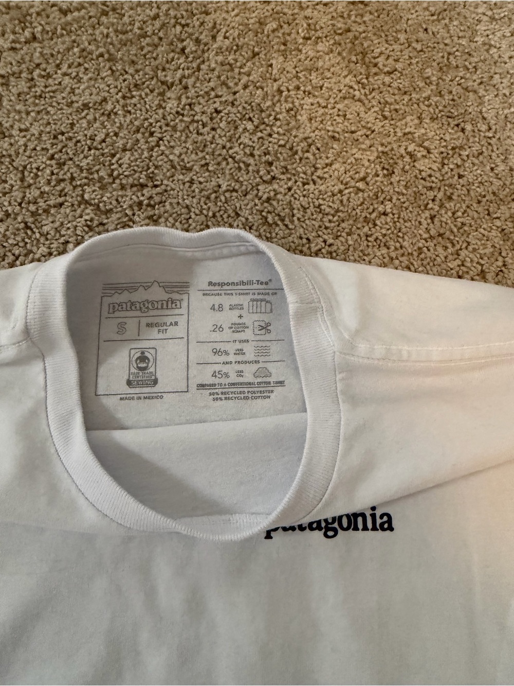 Patagonia Men’s Long-Sleeve Logo Tee - White - Picture 2 of 3